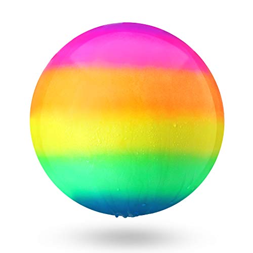 Hiboom 9 Inch Swimming Pool Diving Balls Underwater, Pools Toys Ball with Water Filling Adapter for Underwater Passing, Dribbling, Diving and Pool Games for Teens, Adults(Rainbow Style) - style: Rainbow Style