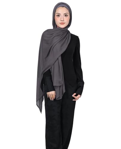 Modal Cotton Hijab Scarf for Women with Undercap Set - color: Charcoal Gray