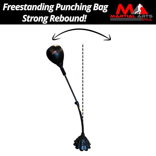 Boxing Bag with Stand, Standing Punching Bag, Adjustable Height Freestanding Speed Ball for MMA, Kickboxing, Muay Thai & Martial Arts for Training Reflexes, Timing and Fitness from Home/Gym