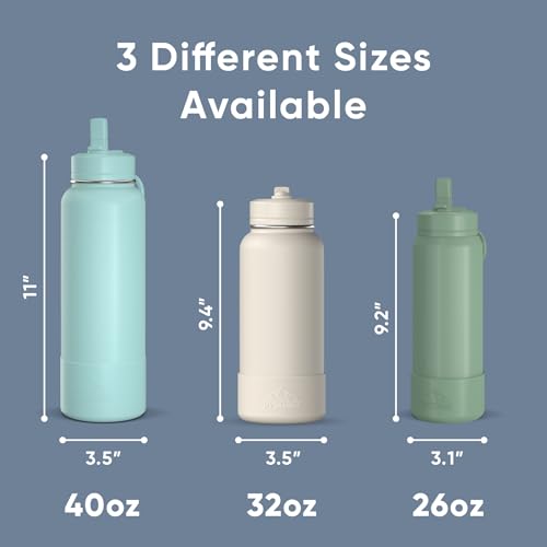 Hydrapeak 32oz Sport Insulated Water Bottle with Straw Lid, Leak & Spill Proof, Keeps Drinks Cold for 24 Hours, Hot for 12 Hours, Premium Stainless Steel Water Bottles (32oz, Modern Blue) - color: Modern Blue