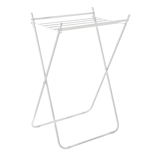 Honey-Can-Do Collapsible Metal Clothes Drying Rack, Foldable Laundry Rack Holds 40 lbs, Hanger-Friendly Design with Non-Skid Feet, Space-Saving Accordion Fold, Indoor Outdoor, White