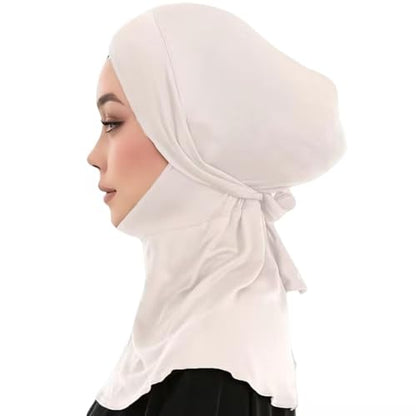 Yeieeo Adjustable Instant Hijab, Full Neck Coverage Breathable Jersey Headscarf for Muslim Women - color: White