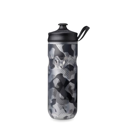 HydraPak Polar Sport Insulated Water Bottle (20oz, Contender Black) | High Flow, BPA Free, Tri-Layer Insulation, Leakproof, Dash Handle, Easy Squeeze, Self-Sealing Cap, for Sports - color: Contender Black, style: 20oz/600ml