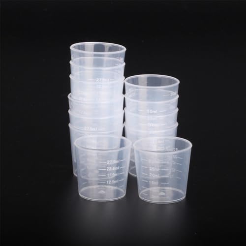 20pcs 1.02oz/30ml Liquid Medicine Cups, Plastic Measuring Cups, Clear Graduated Mixing Cups with Scale, Transparent Epoxy Resin Mixing Cups for Cooking, Medicine & DIY - size: 20pcs 30ml