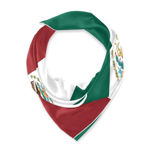 Bandana Square Head Scarf for Women Satin Hair Wrap Fashion Headband 27" - color: Mexico Flag