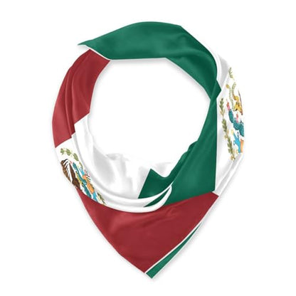 Bandana Square Head Scarf for Women Satin Hair Wrap Fashion Headband 27" - color: Mexico Flag