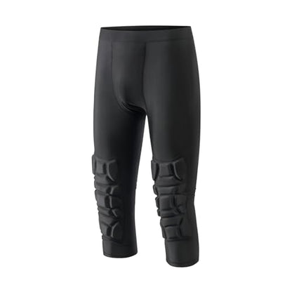 Topeter Men's Compression Capri Leggings with Knee Pads & Cup Pocket for Basketball, Running - size: X-Small
