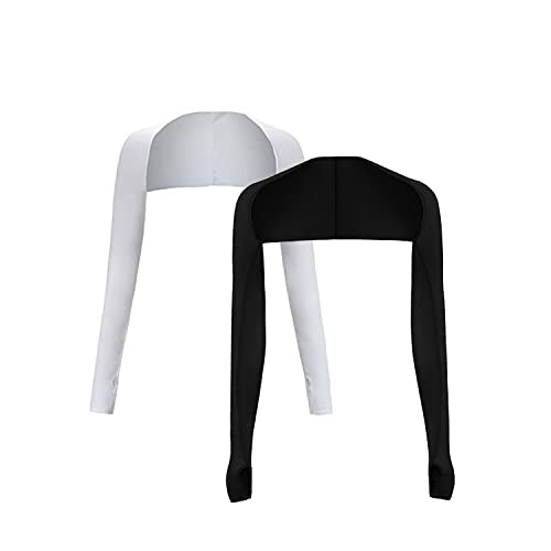 Cool 숄 암 커버 2팩 자외선 차단 손가락 구멍 포함 자외선 차단 암 커버 골프용 - color: 흑백