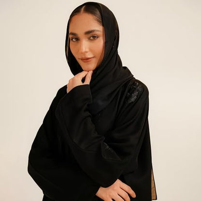 Abaya Dress for Women, Fully Button Up Muslim Abaya in Premium Nida Fabric – Long Sleeve Modest Islamic Maxi Dress - color: Black, size: X-Large