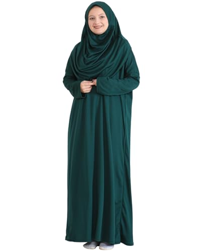 Prien Muslim Dress For Women With Hijab, Abaya, Instant Prayer Clothes Set, Islamic Wear, Dubai Kaftan Jilbab Burqa - color: Emerald, size: 3X-Large-6X-Large