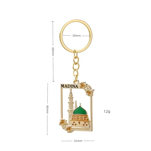 4pcs of Set Muslim Islamic Mosque Keychain,Ramadan decor Religious Bag Purse Charm 18K Gold Plated Key Ring Chain Accessories Gifts For Car,Backpacks