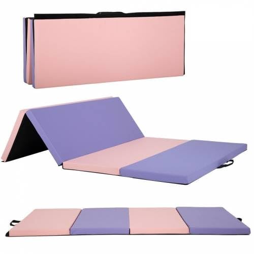 Folding Gymnastics and Exercise Mat - 6'x4'x2 Thick - PU Leather Tumbling Mat with Hook & Loop Fastener - Ideal for Gymnastics, Aerobics, Yoga, Cheerleading, Martial Arts - color: Chroma