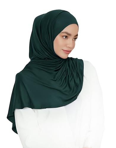 Lina & Lily Pre-sewn Instant Slip-on Modal Jersey Hijab Head Scarf Wrap for Muslim Women - color: Dark Teal