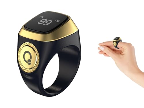 Smart Ring Counter, Smart Tasbih Zikr Ring, Muslim Islamic Prayer Smart Rings, Tasbih Counter Smart Ring, Tasbeeh Smart Counter, Digital Electronic Smart Tally Counter for Prayer (Black,18MM)