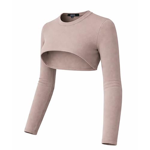 Women’s Cotton Arm Sleeves Bolero, Modest Long Sleeve Cover, Crew Neck Layering Top - color: Beige #5, size: X-Large