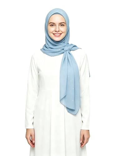 Lina & Lily Sparkle Shimmer Gold Glitter Women's Chiffon Hijab Head Scarf Shawl Wrap Lightweight - color: Pastel Blue