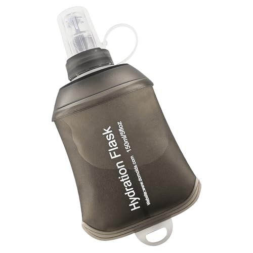WILDREEDS 150ml Soft Flask, TPU Collapsible Soft Water Bottle for Hydration Pack, Running Vest, Folding Water Bottle for Hiking Cycling Climbing-1Pcs, Grey - color: 150ml Grey