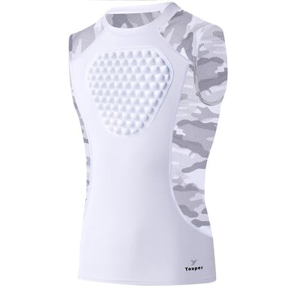 Youper Adult Padded Chest Protector Shirt, Heart-Guard/Sternum Protection for Baseball, Football, Lacrosse & Goalies - size: X-Small, style: White/Camo