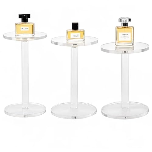 3 Pack 4 " Dia Acrylic Display Riser Jewelry Watches Round Pedestal Flower- Stand Small Figure Holder for Kitchen, Dining Room, Living Room Furniture