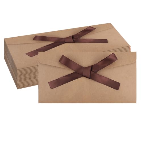 20 Pack Gift Card Envelopeswith Bow Tie Closure 8.66 x 4.33 Inch - color: Khaki