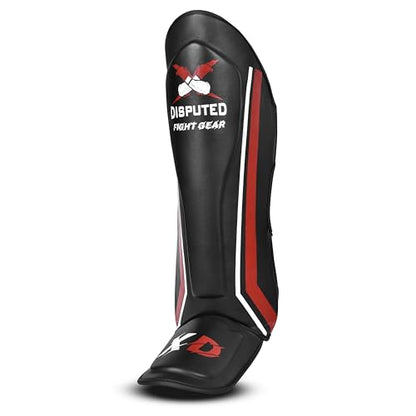 X-Disputed Shin Guards, Kickboxing Trainning MMA Muay Thai Sparring Fighting Shin Guards with Instep Synthetic Leather, Leg and Foot Protection Shin Instep Pair - size: Small-Medium