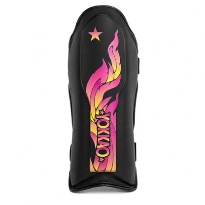YOKKAO Microfiber Shin Guards - A-Grade Thai Microfiber | Multi-Layer Foam | Single-Shell Wrap | Produced at YOKKAO Factory, Thailand | S-L - color: Black Flame, size: Medium