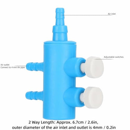 2Pcs 4mm Adapter Connector Plastic Distributor Aquarium Air Pump Splitter for Fish Tank Oxygen Tubing(2 Way) - style: 2 Way