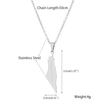 Palestine Necklace Palestine Map Pendant Necklace Stainless Steel Palestine Letter Map Necklace for Women Men Arabic National Jewelry - color: 02