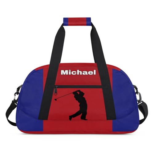 Custom Name Sports Duffel Bag Training Bag, Golf Silhouette | Personalized Named Practice Travel Overnight Training Bag - color: Color 11