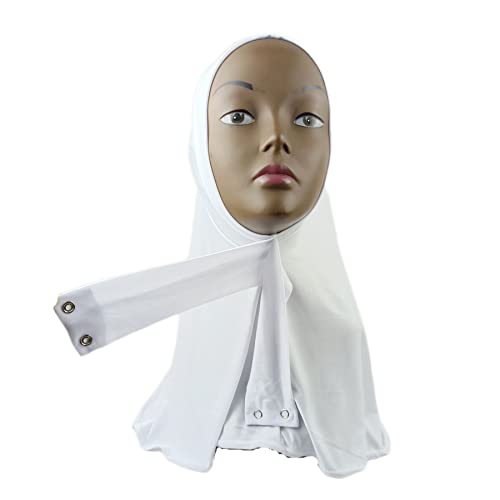 Suillty Fashion Muslim Hijab for Women Instant Snap Fastener Hijab Inner Cap Full Cover Head Wraps Scarf Islam Turban Caps - color: White