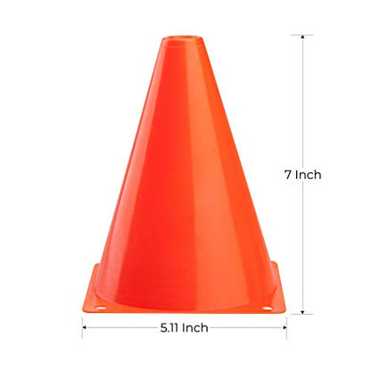 CARTMAN Plastic Training Cones (Set of 12/24 Pack 9" or 12/24 Pack 7" or 12/24 Pack Disc Cone) Agility Soccer Cones, Indoor Outdoor and Festive Events Field Marker Agility Cones - style: 7" 24pk