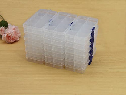 20 packs Plastic Organizer Box 10 Grids Clear Storage Container Jewelry Case with Fixed Dividers for Beads Art DIY Crafts Jewelry Fishing Tackles (20pcs 10 Grids Box) - size: 20pcs 10 Grids Box