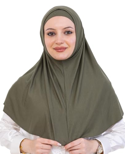 Prien Instant Hijab For Women, Muslim Long Scarf, Undercap Turban Set, Turkish Islamic Clothing, Prayer Clothes For Abaya - color: Khaki