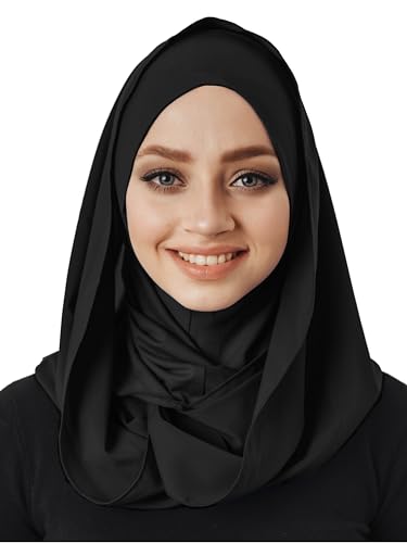 Cotton and Shiffon headscarf, instant hijab, ready to wear hijab for women - color: Black