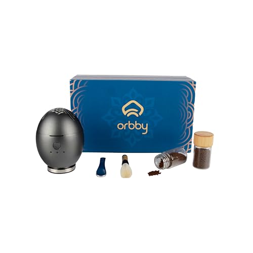 Orbby Scent Diffuser Starter Kit | Mini Portable Desk Diffuser for Office: Electric Incense Burner, Rechargeable Cordless Pet Safe Air Freshener for Home, Flameless (Gray, Inculdes Pellets) - color: Luxury Version Gray