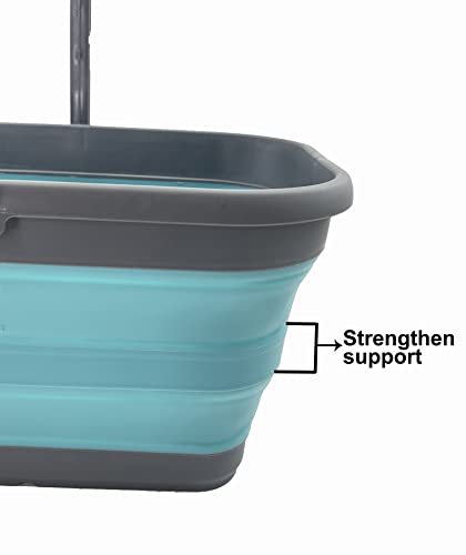 SAMMART 12L (3.1 Gallon) Collapsible Rectangular Handy Bucket/Multiuse Foldable Water Pail for Camping, Fishing (Alloy Grey + Crystal Blue (Set of 2)) - color: Alloy Grey + Crystal Blue (Set of 2)