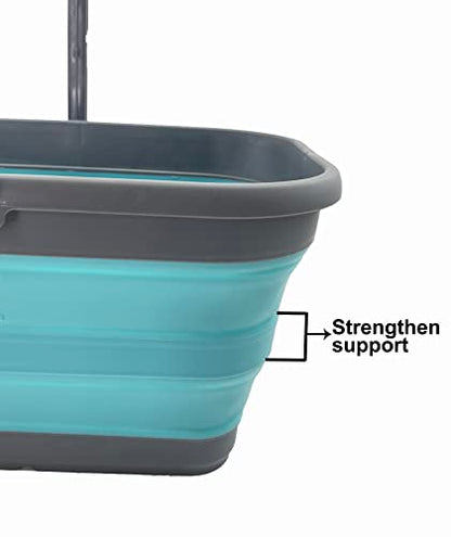 SAMMART 12L (3.1 Gallon) Collapsible Rectangular Handy Bucket/Multiuse Foldable Water Pail for Camping, Fishing (Alloy Grey + Crystal Blue (Set of 2)) - color: Alloy Grey + Crystal Blue (Set of 2)