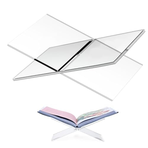 Acrylic Book Stand Holder - Coffee Table Book Stand,Open Cookbook Acrylic Book Display Stand,Magazines Clear Holder,Reading Stand for Open Book Magazines, Textbooks
