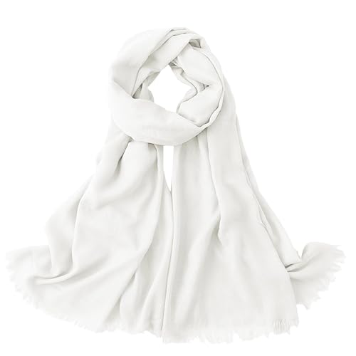 Extra Large Cotton Linen Shawl Wrap for Women, Elegant Scarf with UV Protection Breathable Lightweight Head Cover Hijab - color: White