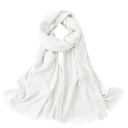 Extra Large Cotton Linen Shawl Wrap for Women, Elegant Scarf with UV Protection Breathable Lightweight Head Cover Hijab - color: White