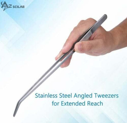A2Z-Aquascaping Maintenance Tools Accessories,Anti-Rust Stainless Steel Tweezers Scissors Spatula for Aquarium Tank Clean, Fish Tank, Bonsai, Algae Scrapers (12" Serrated Tweezers - Angled) - size: 12" Serrated Tweezers - Angled