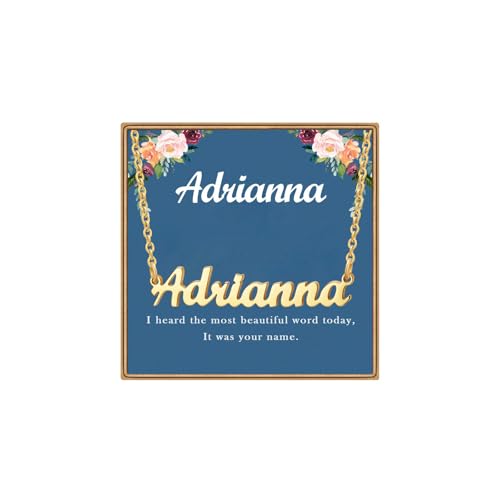 Ldurian Custom Name Necklace, Personalized Name Plate Pendant Necklace Pre Gifts, Charm Pre-made Jewelry for Mom Mama Birthday Anniversary - size: 16 Adrianna
