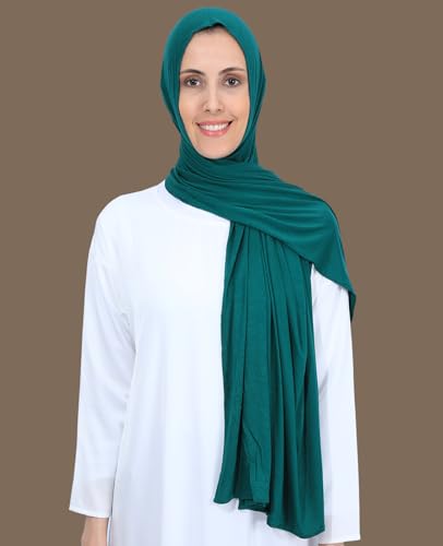 Non-See Through Instant Jersey Cotton Hijab Scarf for Women, Ready to Wear Muslim Head Scarf - color: Jean Blue