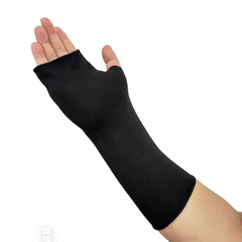 Wrist Sleeve Under Splint Hand Sock(4 Pack) Modal Stockinette Arm Protector Covers, Pre-Wrap Liner for Air Cast & Hand Brace - color: Medium Length Version-black