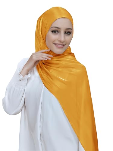 Lina & Lily Sheen Shimmer Women's Crepe Scarf Shawl Wrap Head Hijab Lightweight - color: Gold