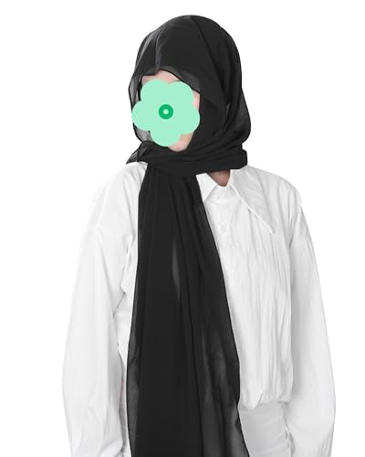 Magnetic Chiffon Hijab Scarf for Women, Quick Snap Closure Headscarf, Breathable Muslim Headwrap with Under Cap - color: Classic Onyx