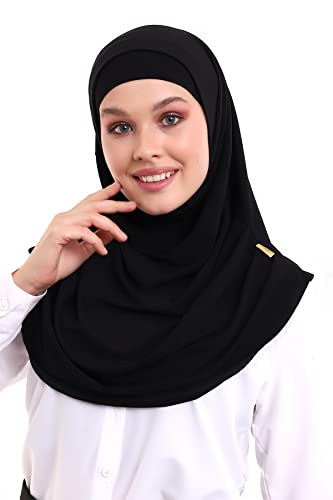 ihvan online, Hijab Scarves for Women, Ready to Wear, Lightweight and Comfortable Headscarf, Instant Turban, Jersey, Presewn - color: Black