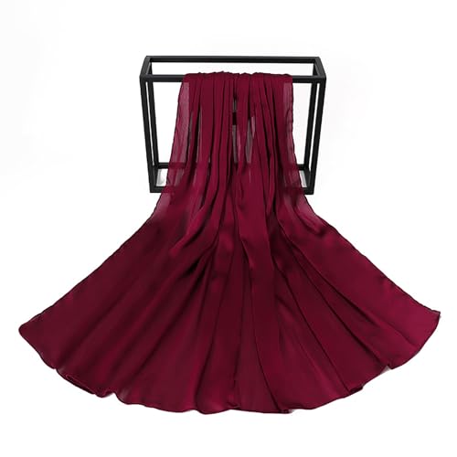 Luxury Silky Satin Hijab for Women, Shimmer Crinkle Muslim Head Scarf, Graceful Feminine Charm - color: Wine Red