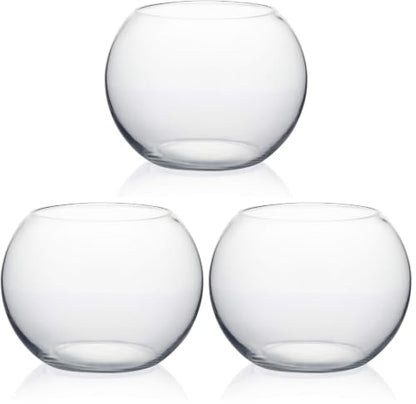 WGVI Bowl Glass Vase, Diameter 8", Height 6", Open Width 5", (Multiple Sizes Choices) Clear Bubble Planter Terrarium Fish Bowl for Wedding Event Home Decor, 1 Piece (VBW0008A) (Pack of 3) - size: 8"Dx6"H 1 Piece (Pack of 3)