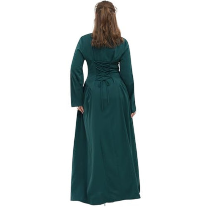 Muslim Abaya Dress for Women Smooth Back Zipper Belt Daily Prayer Eid Dress - color: Dark Green, size: Large